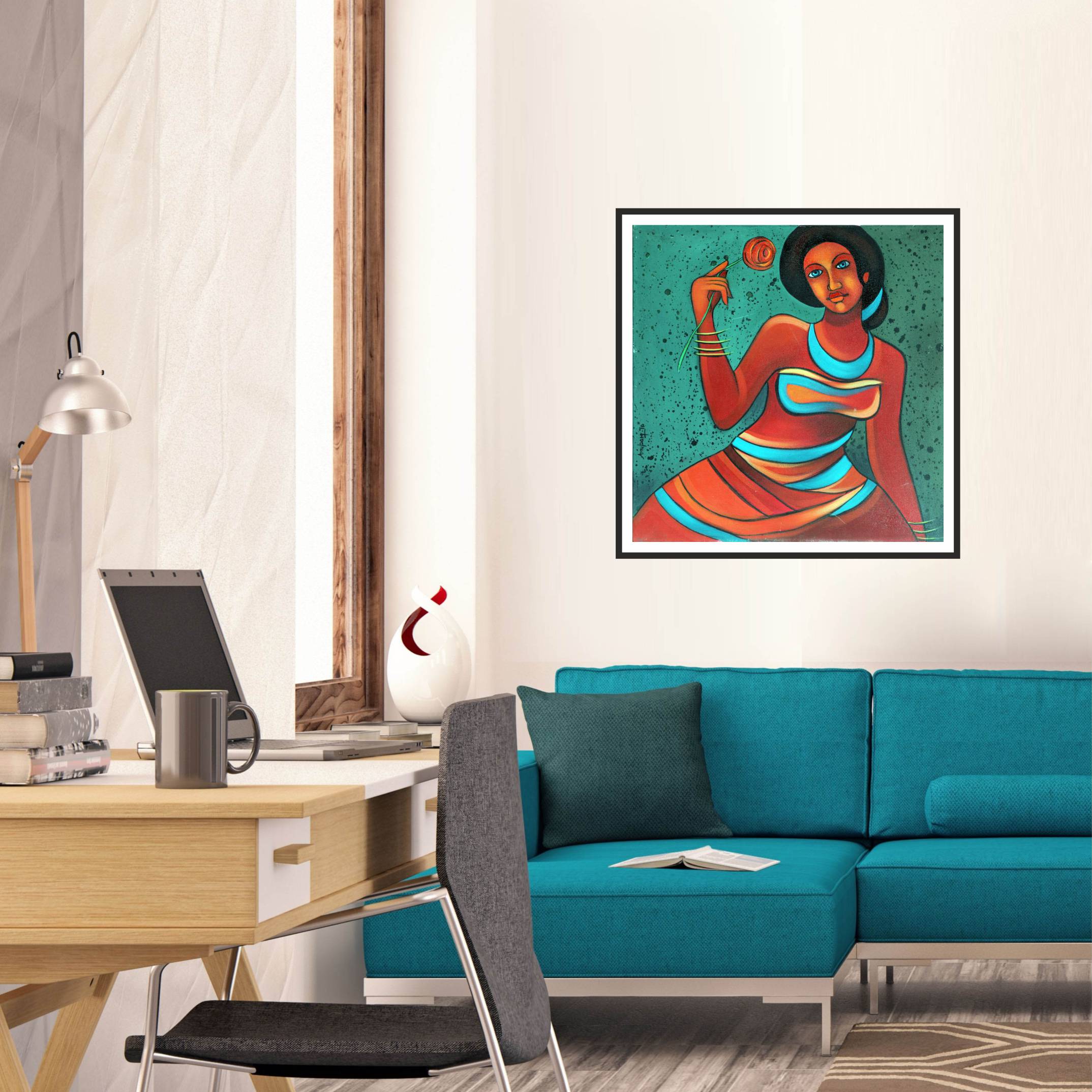 A LADY WITH ROSE setup
